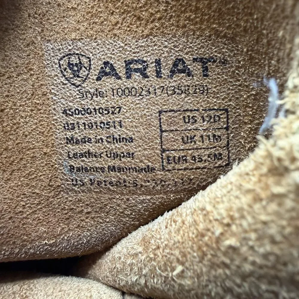 Ariat Rambler DistresseWestern Work Boots Mens Size 12D Brown Leather Square Toe